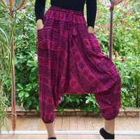 Pantalon Sarouel Baggy Bohème Gipsy Hippie Imprimé Ohm Style Indien Femme GC-AP-124.