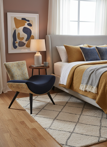 Fauteuil rembourré moderne en tissu pour salon, chaise d'appoint pour hôtel et maison – Florida - Product Image 1