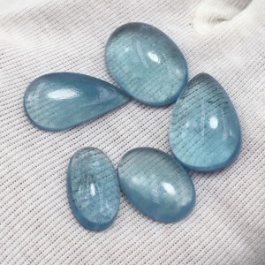 Cabujón de Aguamarina Natural de 68 quilates, piedra preciosa Lisa azul y plateada para hacer joyas, piedra preciosa suelta de Santa María - Product Image 5