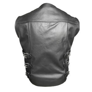 New Men Cowhide <b>Leather</b> Vest Sleeveless Motorcycle <b>Biker</b> <b>Waistcoat</b> Lambskin OEM Custom Logo Wholesale Factory Manufacturer - Product Image 2