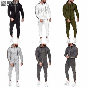 Fabricante de ropa deportiva Regular Fit Hoodies Jogger Set de manga larga con cremallera completa Chándales de entrenamiento de invierno para hombres Vintage 100% - Product Image 6