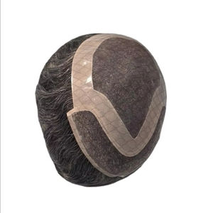 Perruque Taz Hair BD en cheveux humains, ondulée, prothèse, 100% cheveux chinois Remy, toupet à dentelle frontale avec base mono - Product Image 5