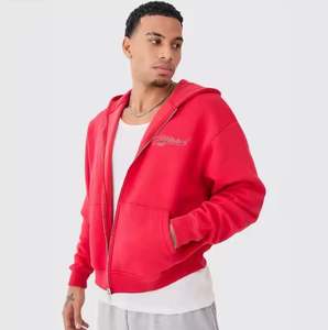 Sweat à capuche zippé et élégant pour hommes avec impression bouffante Sweat à capuche zippé américain personnalisé doublé thermique pour l'hiver Style Hip Hop - Product Image 6