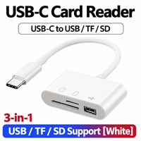 Lecteur de cartes USB C OTG SD TF 3 en 1 pour téléphone Android, ordinateur portable avec clavier filaire pour accéder aux fichiers de bureau