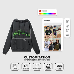 Sweat-shirt à capuche noir foncé pour homme, surdimensionné, en molleton, streetwear, épais, marque privée, en gros, taille XL XXL - Product Image 6