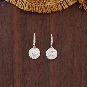 0.747 TDW rond brillant coupe diamant boucle d'oreille 18k or blanc Labgrown diamant Hpht/Cvd diamant bijoux - Product Image 1