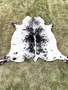 Tapis en cuir de vachette tapis de sol en cuir véritable cheveux noirs et blancs sur tapis en peau de vache, tapis en peau de vache brésilienne mouchetée - Product Image 3