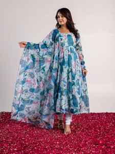 Vestido Anarkali elegante de seda Organza de último diseñador - Product Image 2