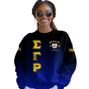 Sweat-shirt à col rond Sigma Gamma Rho bleu or 1922, vêtements de sororité grecque, polaire premium, pull décontracté d'hiver, tenue pour femmes - Product Image 4