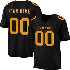 Maillot de football américain à manches courtes noir et or personnalisé avec nom et numéro d'équipe Uniforme de football américain antibactérien personnalisé - Product Image 3