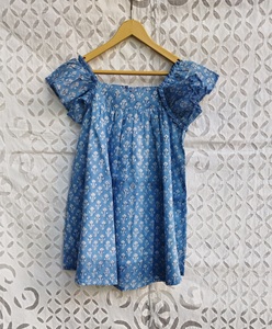 ชุดเดรสเด็กพิมพ์ลายบล็อกทำจากผ้าฝ้าย,เสื้อผ้าลำลองพิมพ์ลายดอกไม้เสื้อผ้าเด็กชุดโค้ต - Product Image 3