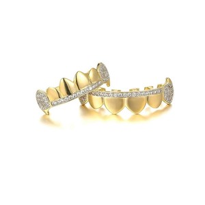 Rejilla Dental de Dientes de Vampiro con Incrustaciones de Diamantes Moissanite Chapados en Oro para los Dientes Superiores e Inferiores, Rejilla Dental Hip Hop para Hombres y Mujeres - Product Image 6