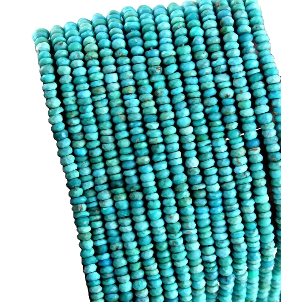 13 "Lange Groothandel Fabrikant Echt Hoge Kwaliteit Natuurlijke Arizona Turquoise Rondelle Facet Kralen Maken Blauw Sieraden