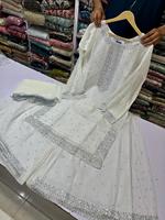 Pakistanais Readymade Ethnique Indien Porter Tenue pour Femmes Sharara Ensemble avec Dupata Indien Georgette Tissu Broderie Travail Anarkali