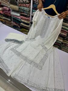 Pakistanais Readymade Ethnique Indien Porter Tenue pour Femmes Sharara Ensemble avec Dupata Indien Georgette Tissu Broderie Travail Anarkali - Product Image 5