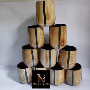 Tasses et soucoupes de mariage en bois noir au design classique, durables, 150 ml et 100 ml, par MN EXPORTS - Product Image 4