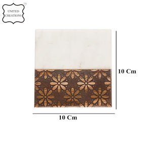 Bar Home Sous-verres en céramique personnalisés Style classique rond marbre et acacia en bois avec style classique pour boissons - Product Image 2