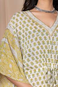 Caftán estampado recién llegado para mujer, informal, tres cuartos, de verano, manga corta hasta la rodilla, tejido, para playa - Product Image 4