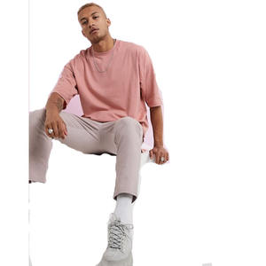 Oversize Cotton <b>T</b>-<b>Shirt</b> for Men Plus Size Custom <b>Pink</b> with OEM Print Breathable Fitness Drills Design - Product Image 2