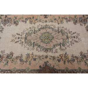 Alfombra turca Vintage área grande 3,9x6,6 pies clásico marrón Beige lana Material látex Patchwork para pasillo dormitorio alfombra de noche - Product Image 5