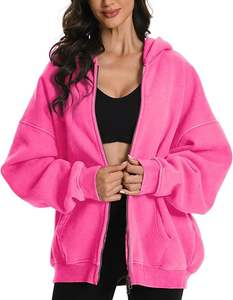 Sweat à capuche double fermeture éclair Oversized Acid Wash Heavyweight Fleece Cotton Zipper Hoodie Vintage - Product Image 2