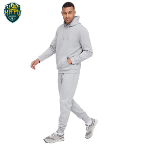 Conjunto de chándal de jogging de estilo Jersey de algodón 100% para hombre con logotipo personalizado conjunto de pantalón ajustado y Top con capucha de patrón sólido - Product Image 1