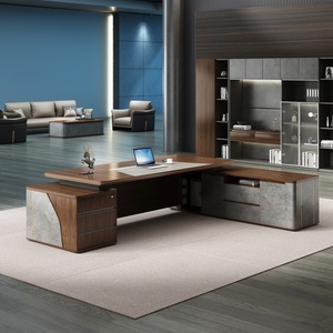 Modern Luxury Executive Office <b>Desk</b> Wooden Panel Extendable Managers Table Commercial Home Office <b>Workstation</b> Furniture - Product Image 4