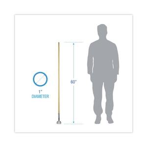 Mango de mopa giratorio de madera lacada natural Boardwalk con clip para cabezal de 1 pulgada X 60 Pulgadas - Product Image 4