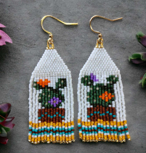 Cactus Pot De Fleur Perle De Rocaille Frange Gland Boucle D'oreille Frange Gland Boucles D'oreilles-Or-Long - Product Image 1