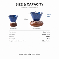 Tasse à café en céramique vintage, effet four, 155 ml, sans anse, pour expresso, personnalisable avec logo, pour la maison, les cafés ou comme cadeau