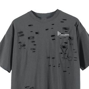 เสื้อยืดผู้ชายผ้าฝ้ายคุณภาพสูง 220 กรัม ทรงโอเวอร์ไซส์ สไตล์วินเทจ ลุคขาดๆ ซักแบบวินเทจ แห้งเร็ว ระบายอากาศได้ดี - Product Image 1