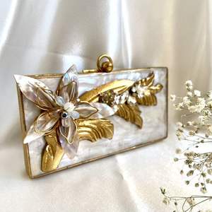 Pochette de soirée pour femme, style animal, faite à la main, en strass, en forme de corne ronde, de luxe, en gros - Product Image 3