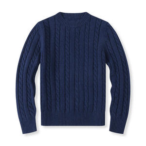 Pull à manches longues pour homme Pull d'hiver personnalisé Col rond classique Jacquard torsadé Anti-froissement Pull en tricot décontracté - Product Image 4