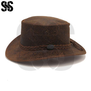 Sombrero de Vaquero de Cuero Casual para Hombre, Ajustable, de Alta Calidad, para Montar a Caballo, con Colores Personalizados y Servicio OEM - Product Image 3