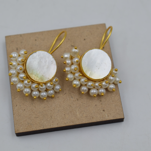 Última moda tendencia goldplated latón hecho a mano piedra mate cuelga Pendientes chapados en oro joyería de moda pendientes mujeres - Product Image 1