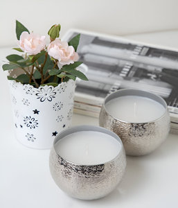 <b>Bulk</b> Silver Textured Tabletop Metal <b>Candle</b> For Home Decor Wedding Gifting Purpose - Product Image 2