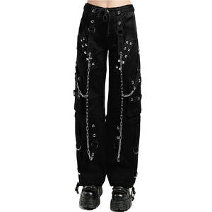 Ladies Fashion Gothic Dark Cuff Black <b>Trouser</b> <b>Chain</b> Pants High Quality 2026 - Product Image 1