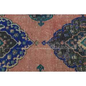 Alfombra Vintage de 2,5x13,2 pies, Alfombra Turca, Alfombra con Borde Azul - Product Image 5