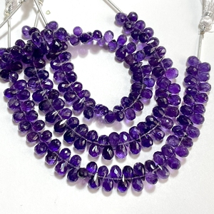 Vente en gros de perles briolettes à facettes en améthyste violette pierre naturelle 4.5x6-5x7.5MM trous de forage latéraux pour la fabrication de bijoux - Product Image 1