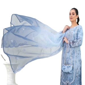 Conjunto de Sari de gasa bordada Tawakkal Vol Yasna de 3 piezas para mujer, cómodo diseño étnico moderno, ropa de fiesta de boda para adultos - Product Image 1