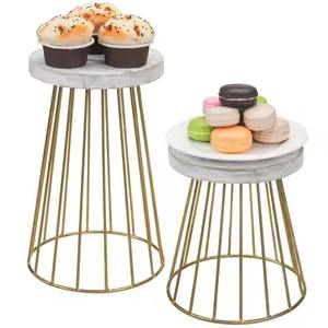 Round Wooden <b>Cake</b> <b>Stand</b> With Metal Handle for Wedding Birthday Dessert Display Table Decor Cupcake Holder Tray - Product Image 4