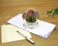 Florero de papel hecho a mano del fabricante, tarjeta emergente 3D OEM o ODM con nota y sobre personalizados