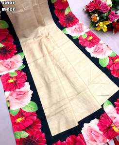 บูติกอินเดียที่ขายดีที่สุดดอกไม้ผ้าไหมทัสซาร์พิมพ์ดิจิตอลมาพร้อมกับการออกแบบดอกไม้ patta พิมพ์ด้วย tussle - Product Image 3