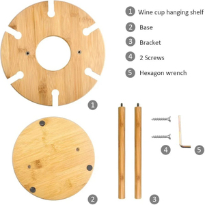 Porte-bouteille de vin en bois à 6 verres de qualité supérieure Meilleur ustensile de service avec 1 capacité de bouteille Accessoires pour la maison pour ensembles de bar - Product Image 3