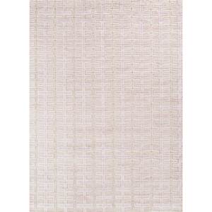 พรมลายเรขาคณิตสีชมพูและสีม่วง Skws-123 ทำด้วยมือจากขนสัตว์และไหมไผ่ สำหรับใช้ในห้องนอนและห้องนั่งเล่น - Product Image 1