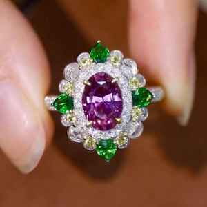 Bague de luxe en or massif 14K bague empilable en améthyste naturelle bague de mariage de mariée bijoux fins en or 14K - Product Image 2