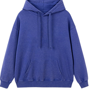 Sweat-shirt à capuche bleu royal délavé à l'acide, surdimensionné, vintage, délavé, en molleton doux, streetwear, vêtements d'hiver pour hommes et femmes - Product Image 5