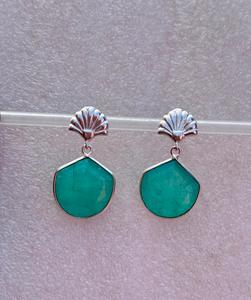 Pendiente de Esmeralda colombiana hecho a mano de plata de ley 925, hermoso pendiente de mujer, pendiente de Esmeralda - Product Image 4