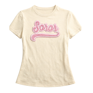 Ivory Soror <b>T</b>-<b>Shirt</b> Greek Sorority Women's Pink & Green Eco-Friendly Summer Casual Stylish College Sisterhood Apparel - Product Image 3