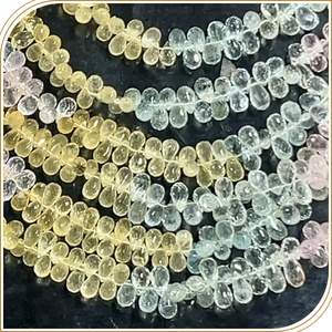 Perles en forme de larme Briolette à facettes en aigue-marine naturelle de 4mm, brin de 8 pouces, perles en vrac pour la fabrication de bijoux - Product Image 5